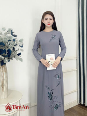 Ao-dai-mau-don-xanh-ghi-2